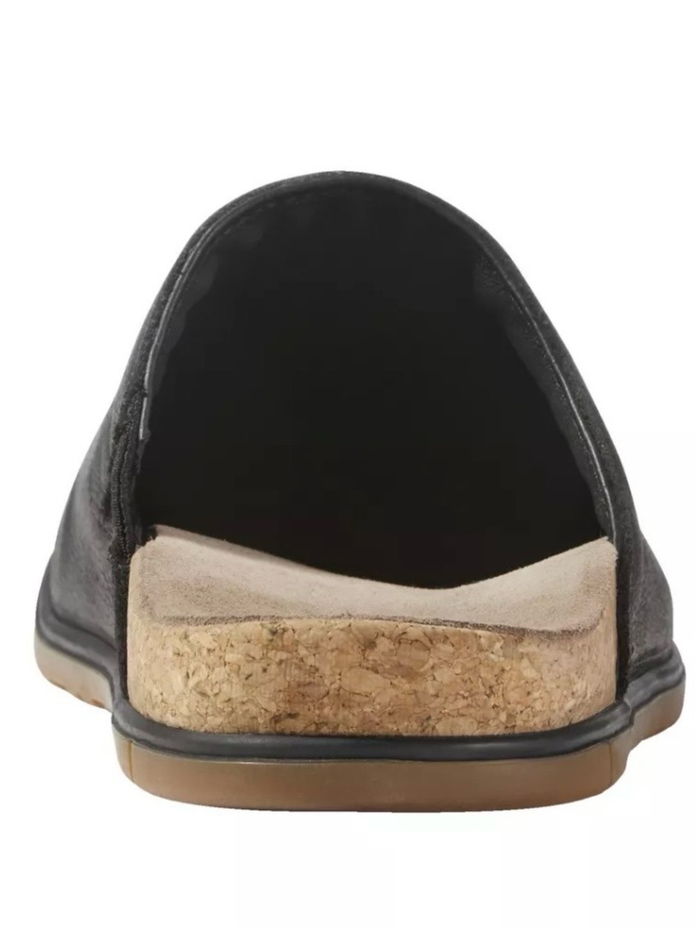 NWOB L.L. Bean Women's Black Leather Slip-On Mule with Tan Sole - Picture 4 of 7